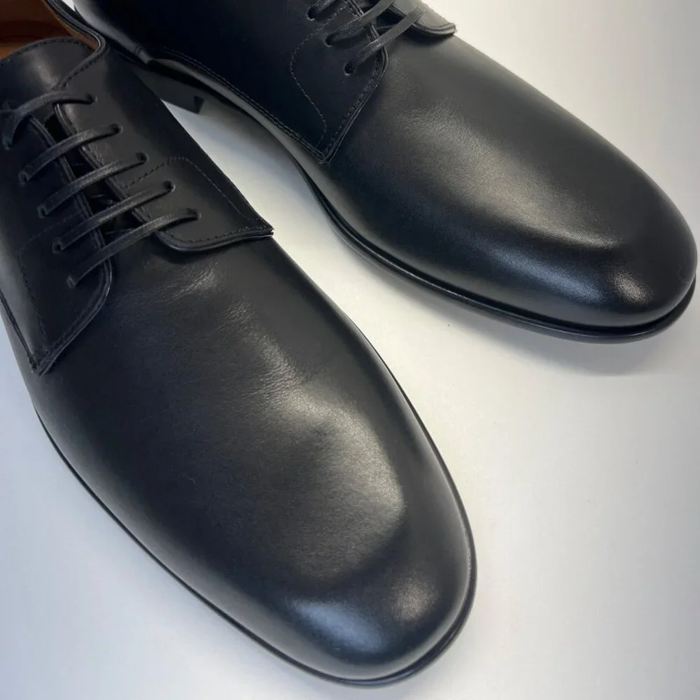 Salvatore Ferragamo Fosco Shoes Men Black Leather Shoes Size 9